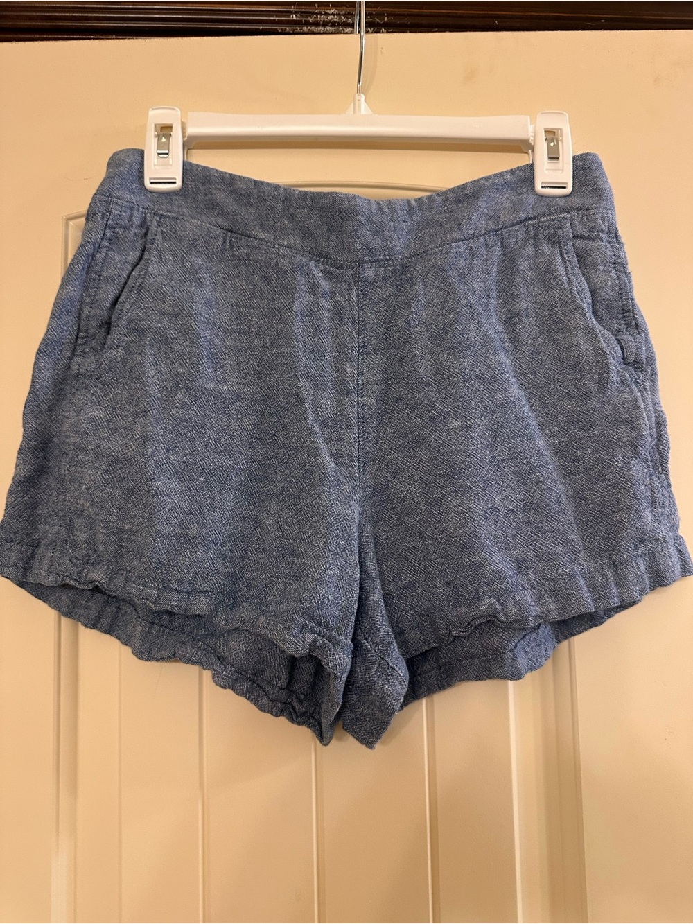 GAP Women's Blue Linen-Blend High Waist Shorts